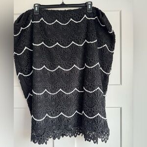 Talbots Black Lace Skirt with White Accents